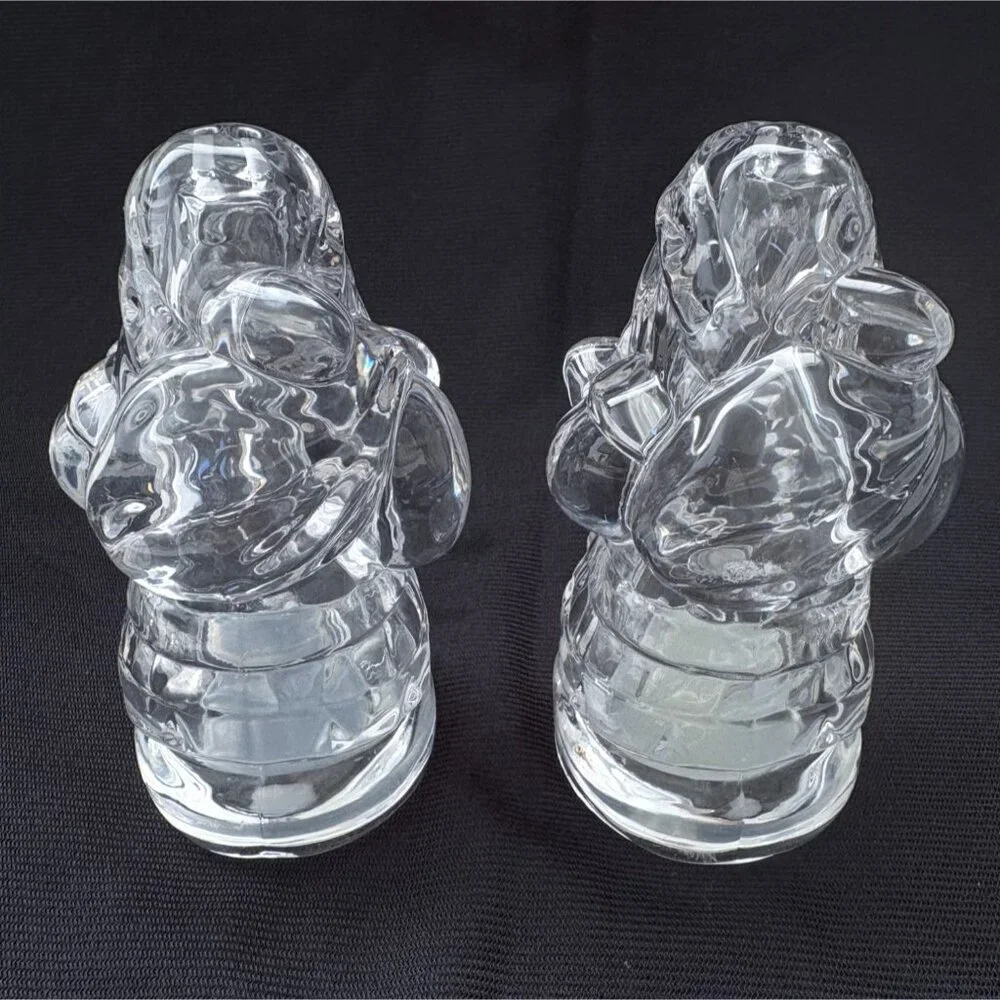 Vintage Gorham Crystal Holiday Traditions Santa Salt & Pepper‎ Shaker Set